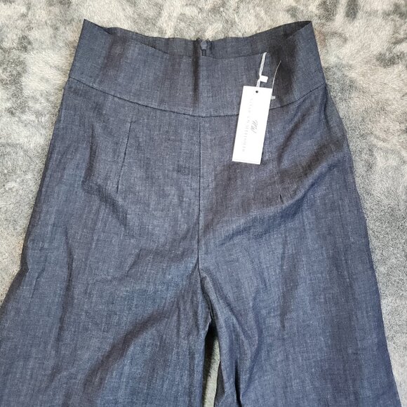 Never A Wallflower Blue Matador High Rise Pants Small Wide Leg Palazzo NEW $285 - Picture 4 of 14